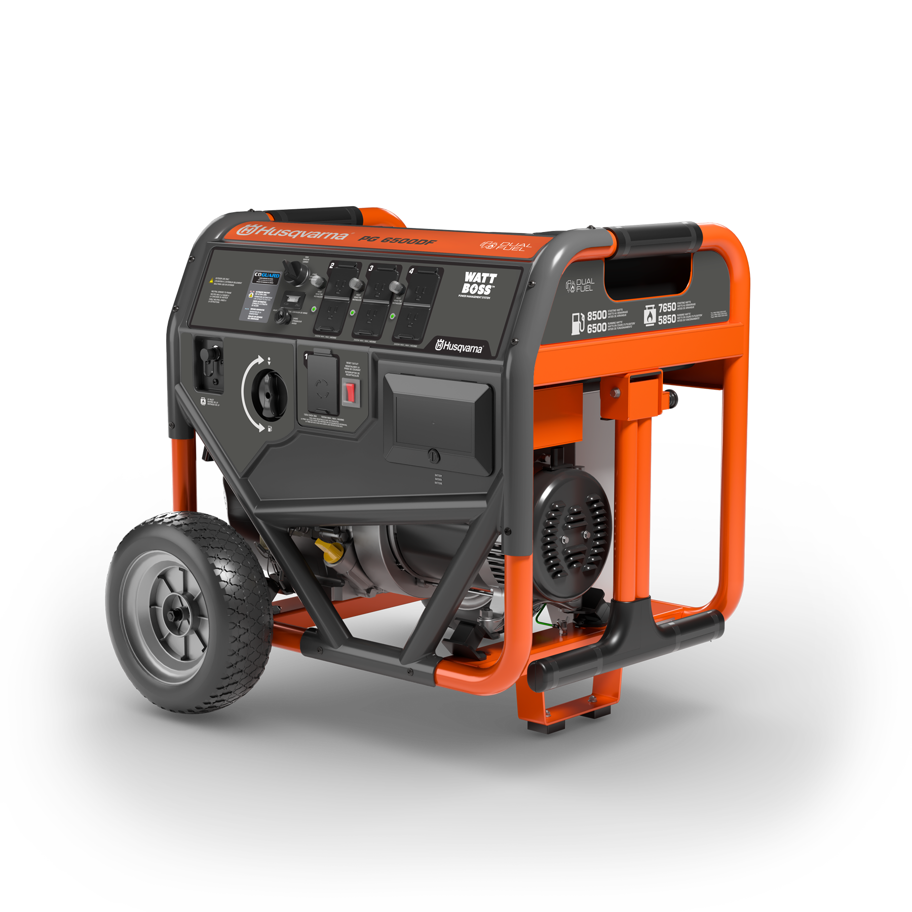 033040 Husqvarna portable generator front angle view