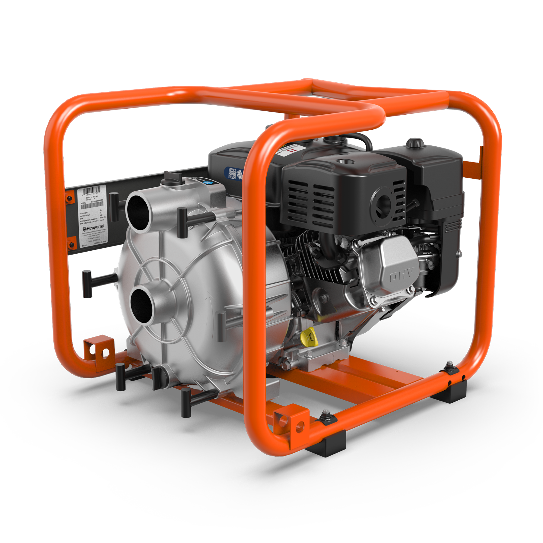 077005 Husqvarna semi-trash pump back angle view